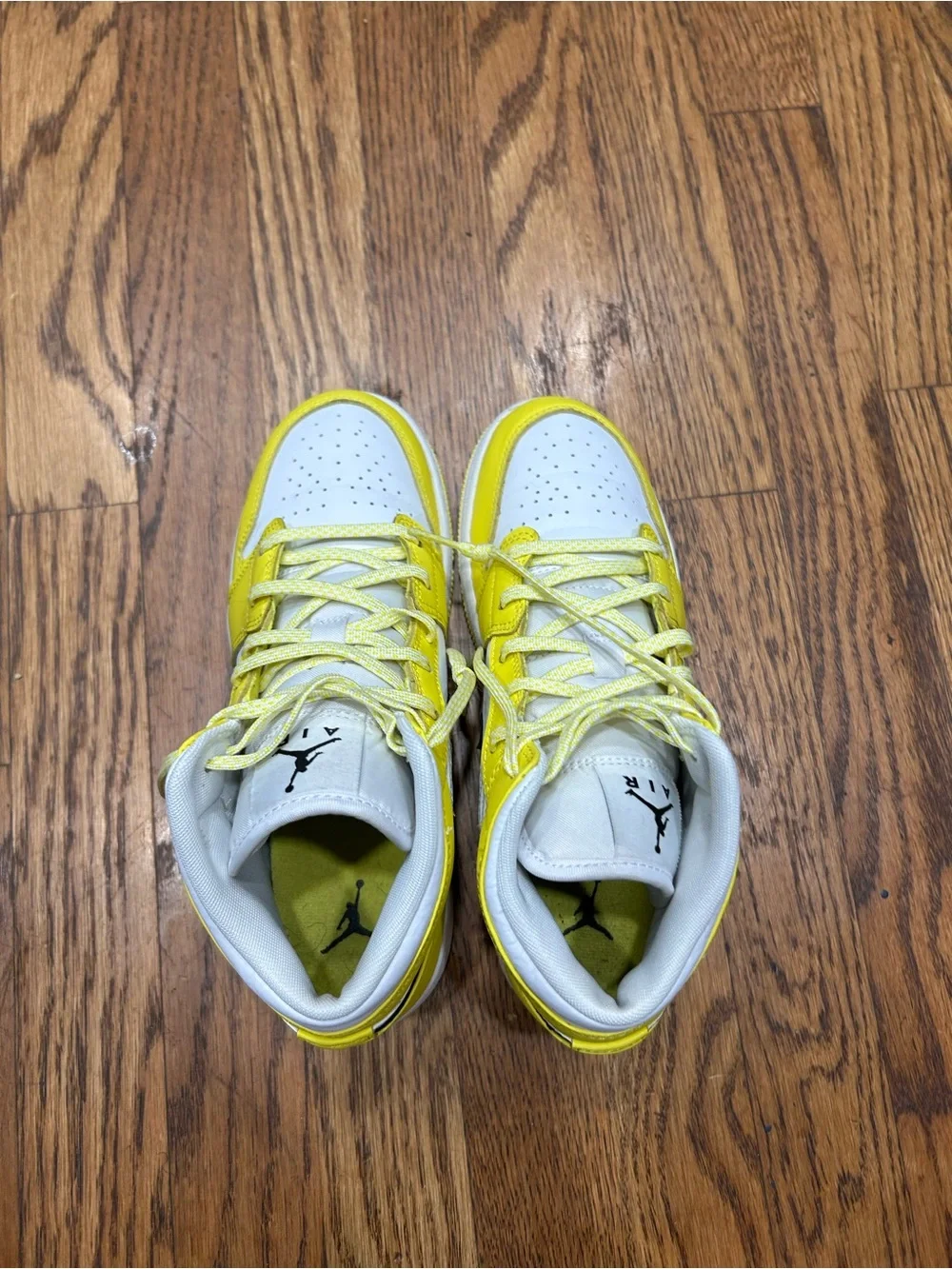 Nike Yellow & White Mid-Top Sneakers with Floral Accents